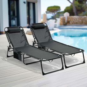 Folding Chaise Lounge Pool Chair Set of 1, Patio Sun Tanning Chair,Outdoor Lounge Chair with 4-Position Reclining Back,Breathable Mesh Seat for B